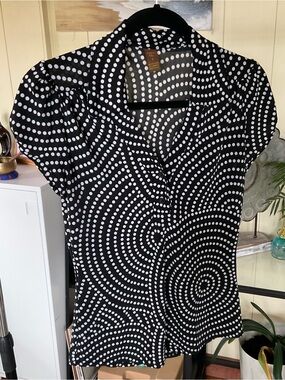 Copper Key Black Top with White Polka Dots Shirt
